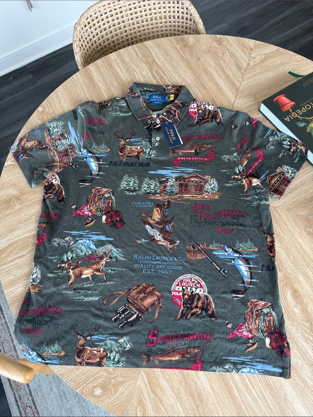 Polo by Ralph Lauren Forest Green Outdoor Sportsman Print Polo
